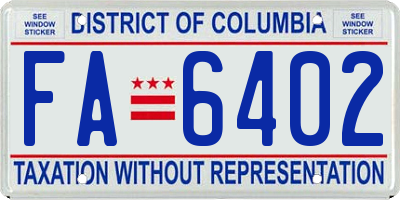 DC license plate FA6402