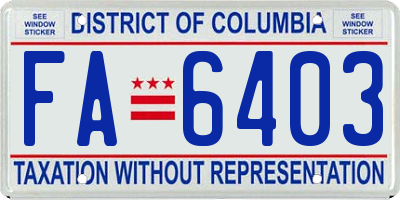 DC license plate FA6403