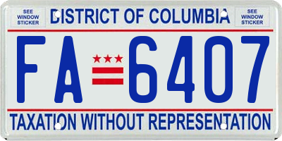 DC license plate FA6407