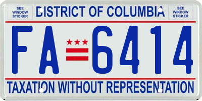 DC license plate FA6414