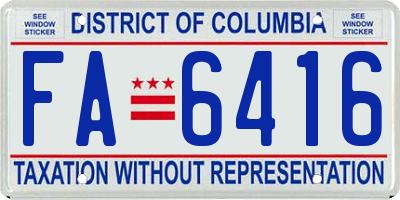 DC license plate FA6416