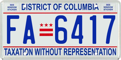 DC license plate FA6417