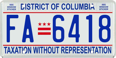 DC license plate FA6418