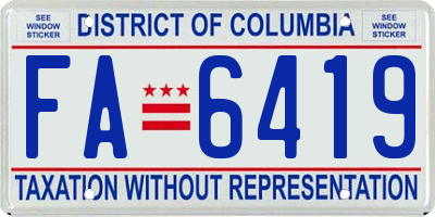 DC license plate FA6419