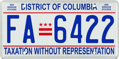 DC license plate FA6422