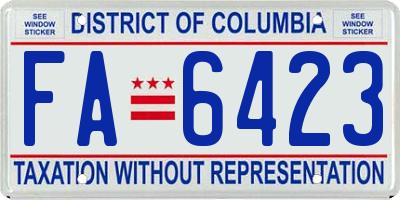 DC license plate FA6423