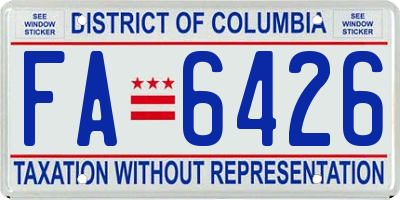 DC license plate FA6426