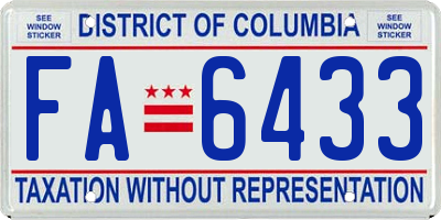 DC license plate FA6433