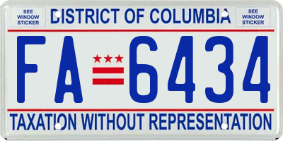 DC license plate FA6434