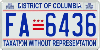 DC license plate FA6436