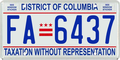 DC license plate FA6437