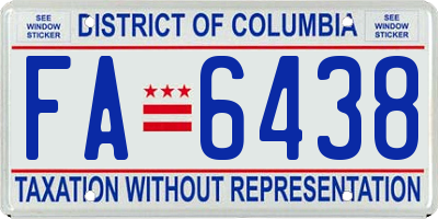 DC license plate FA6438