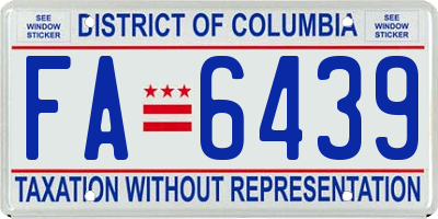 DC license plate FA6439