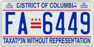 DC license plate FA6449