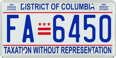 DC license plate FA6450