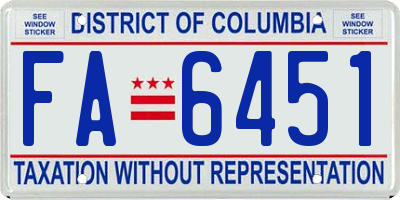 DC license plate FA6451