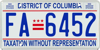 DC license plate FA6452