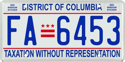 DC license plate FA6453