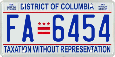 DC license plate FA6454