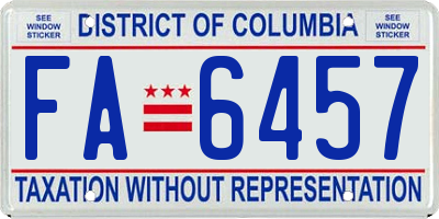 DC license plate FA6457