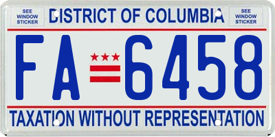 DC license plate FA6458