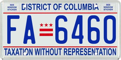 DC license plate FA6460