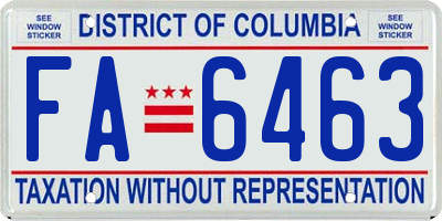 DC license plate FA6463