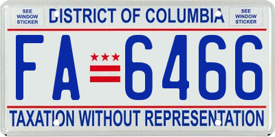 DC license plate FA6466