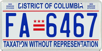 DC license plate FA6467