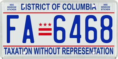 DC license plate FA6468