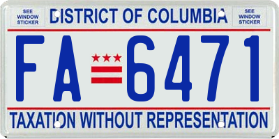 DC license plate FA6471