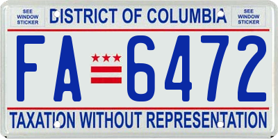 DC license plate FA6472