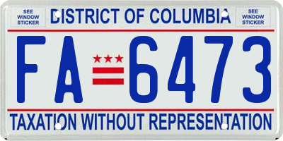 DC license plate FA6473