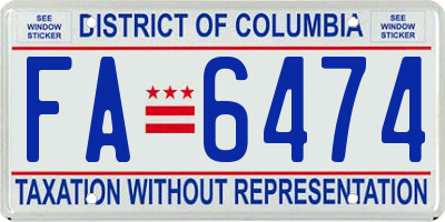 DC license plate FA6474