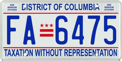 DC license plate FA6475