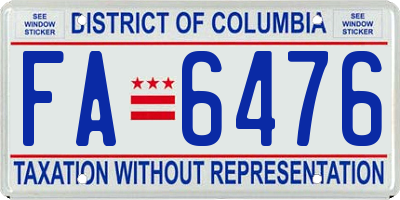 DC license plate FA6476