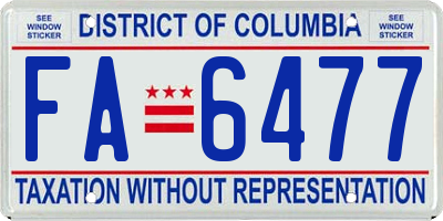 DC license plate FA6477