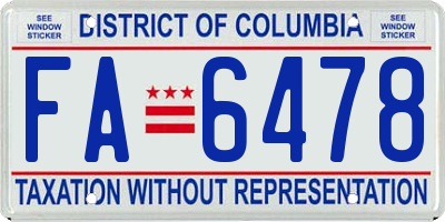 DC license plate FA6478