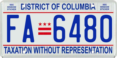 DC license plate FA6480