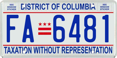 DC license plate FA6481