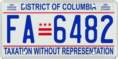 DC license plate FA6482