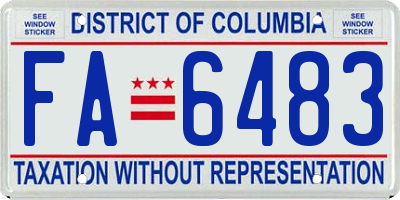 DC license plate FA6483