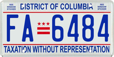 DC license plate FA6484