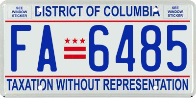 DC license plate FA6485