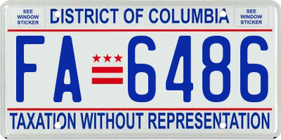 DC license plate FA6486