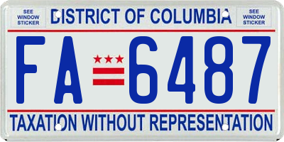 DC license plate FA6487