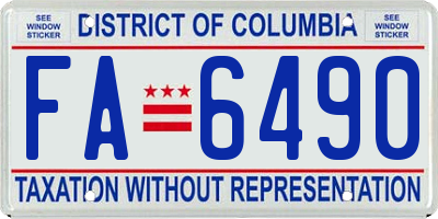 DC license plate FA6490