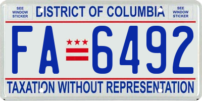 DC license plate FA6492