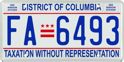 DC license plate FA6493