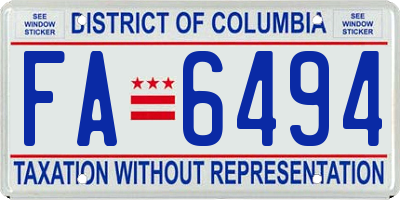 DC license plate FA6494